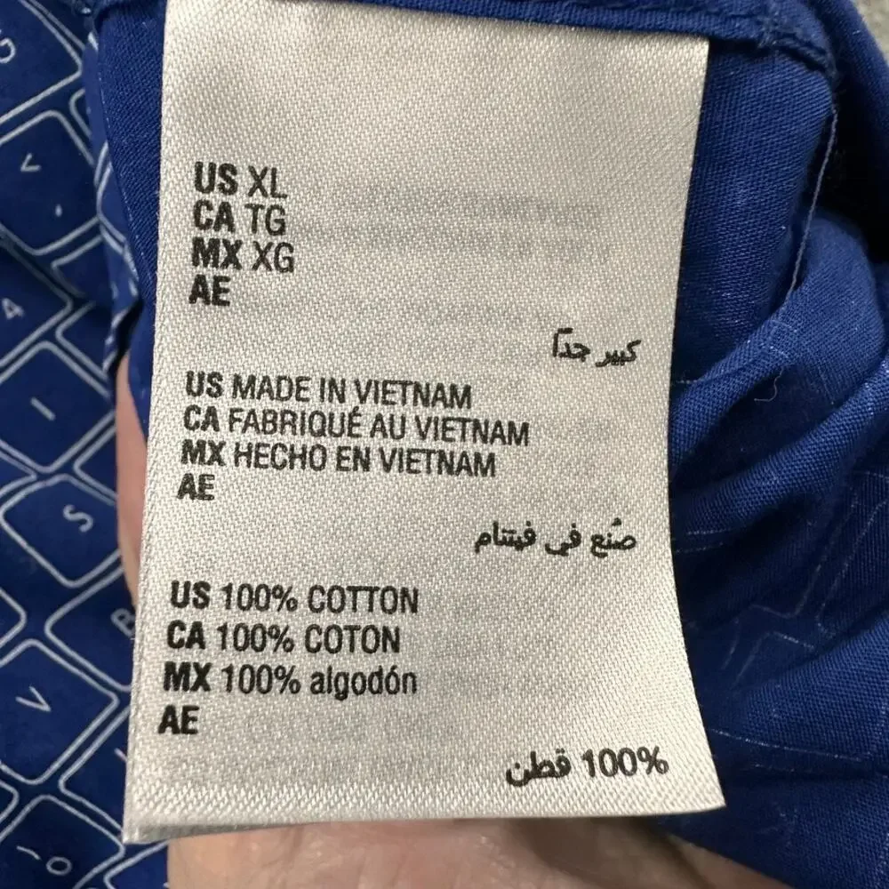 Alfani Men's XL Short Sleeve Button Up Computer Keyboard Shirt Unique Casual EUC